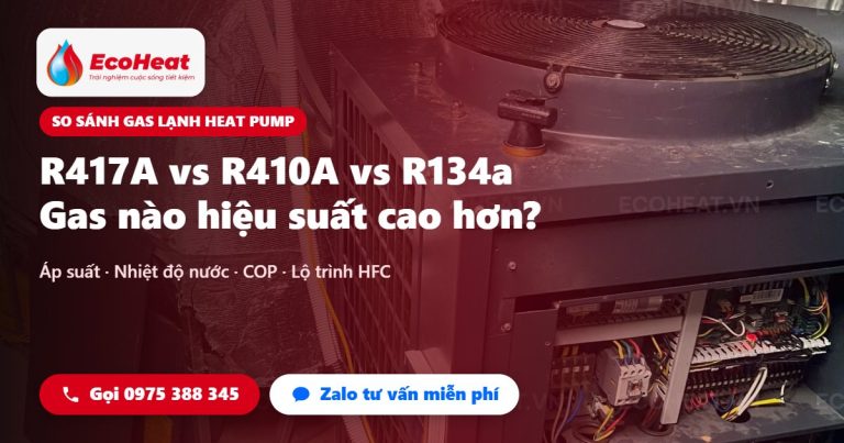 So sánh hiệu suất máy heat pump dùng gas R417A, R410A và R134a - EcoHeat